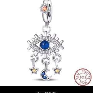 Mystical Silver Evil Eye Necklace with Blue and Gold Accents